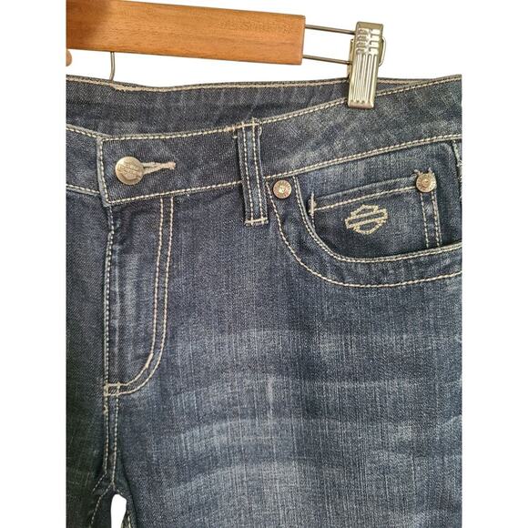 Harley Davidson Low Rise Bootcut Jeans Women's Size 10 Tall Rhinestone - Picture 5 of 6